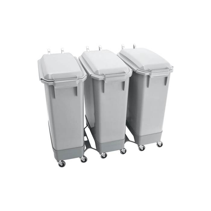Set med tre 60L/9L kärl grå
