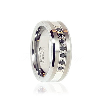 Ring - Wolfram Titanium 7 stk AAA Zirkon 6mm - FB2000 Blackstone 