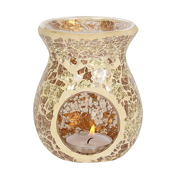 Liten Vit och amber färgad spegeleffekt/Mosaik  Aromalampa