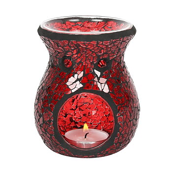 Liten Röd/Svart färgad spegeleffekt/Mosaik  Aromalampa
