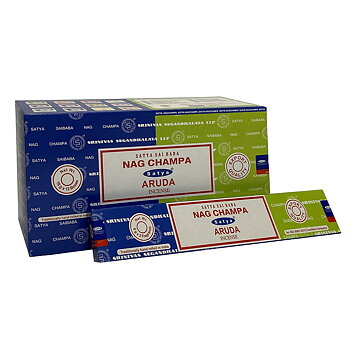 Satya Nag Champa/ Aruda Rue Rökelse combo paket - 16gm