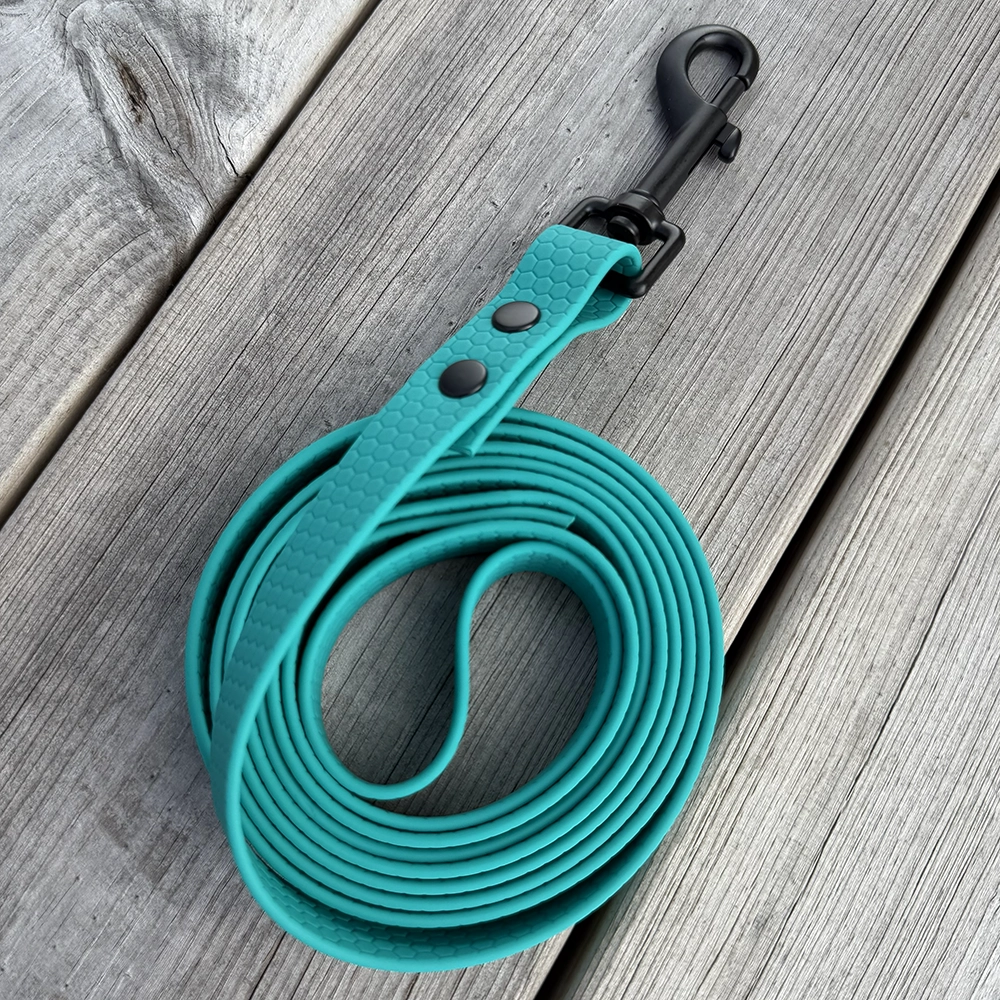 Turkos hundkoppel med pistolhake eller aluminiumhake twist & lock hexakoppel