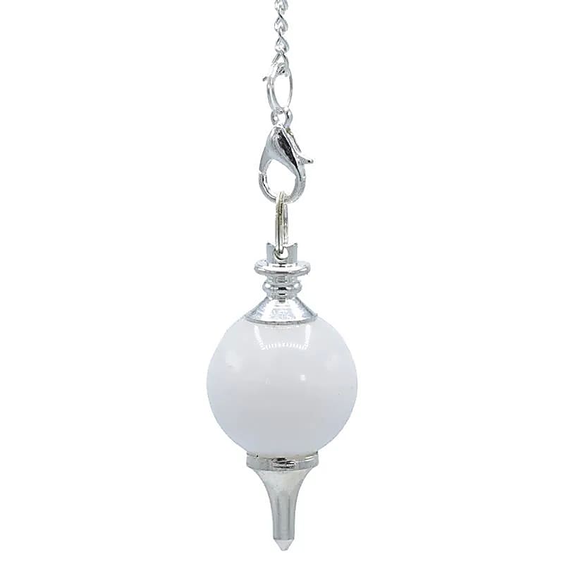 Pendulum polished white Agate & metal