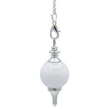 Pendulum polished white Agate & metal