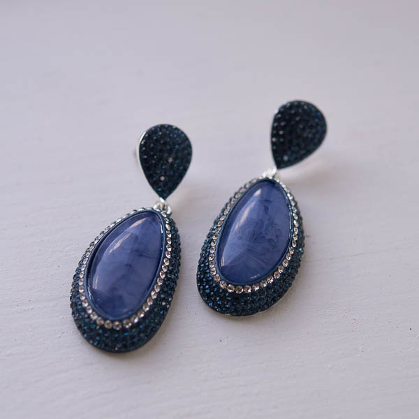 Ioaku -  Goldmine Sparkle Earrings Silver / Blue Iris - 3