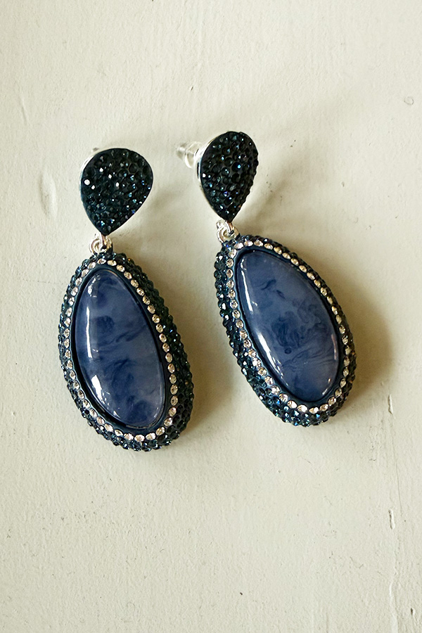 Ioaku -  Goldmine Sparkle Earrings Silver / Blue Iris - 4