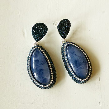 Ioaku -  Goldmine Sparkle Earrings Silver / Blue Iris