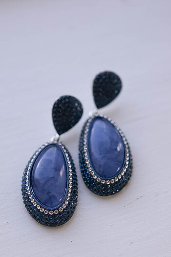 Ioaku -  Goldmine Sparkle Earrings Silver / Blue Iris