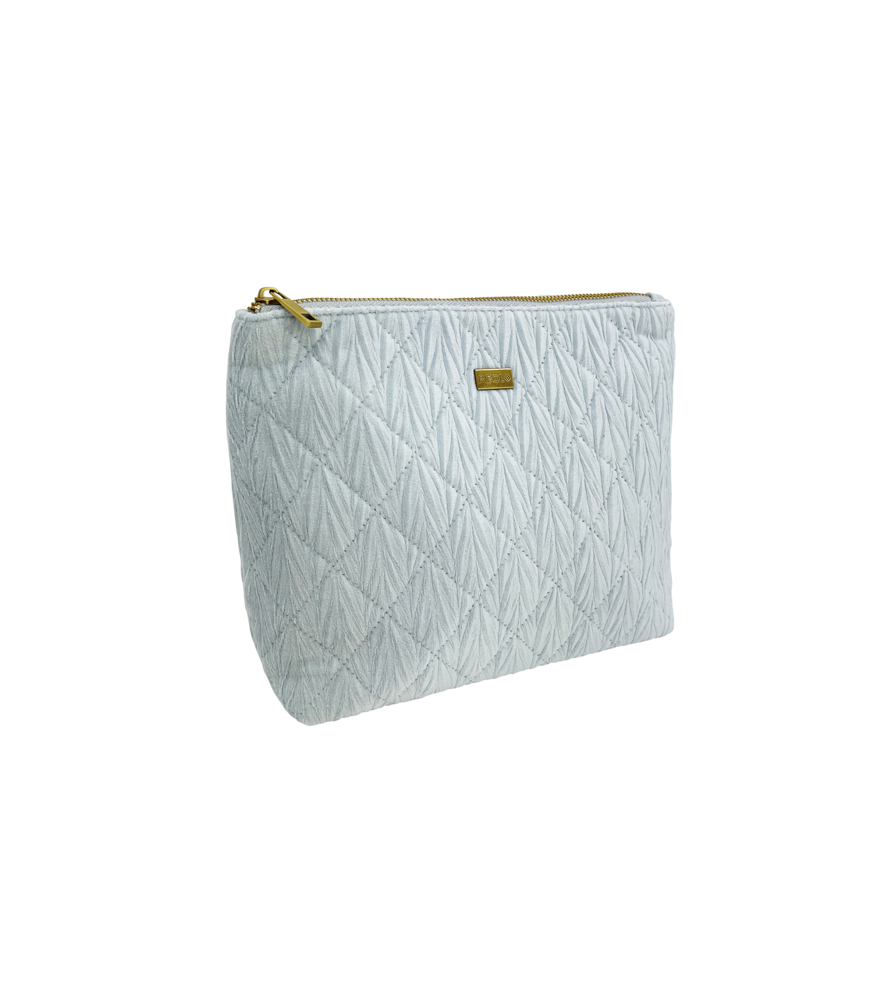 Triangle Cosmetic Bag Quilted Light Blue