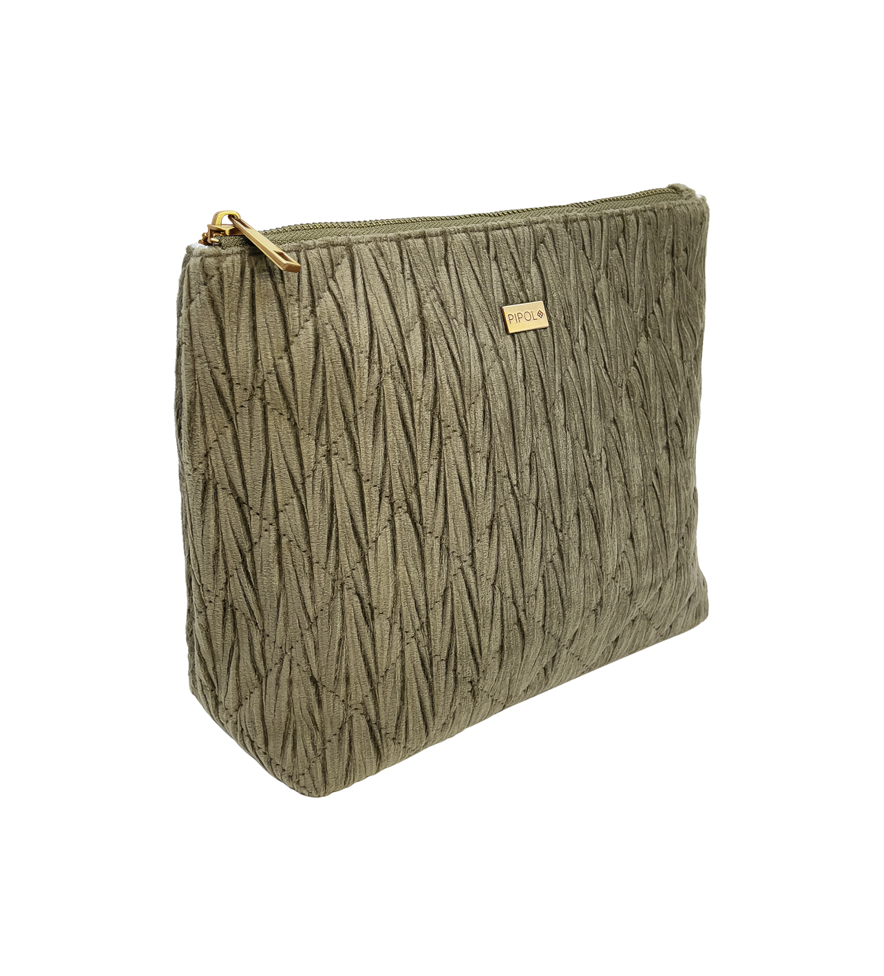 Triangle Cosmetic Bag Quilted Taupe