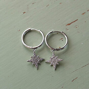 Ioaku -  Sparkle Star Hoops Silver