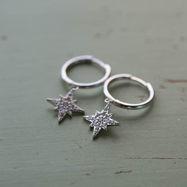 Ioaku -  Sparkle Star Hoops Silver