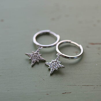 Ioaku -  Sparkle Star Hoops Silver