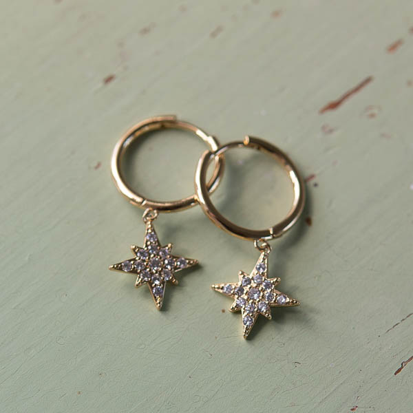 Ioaku -  Sparkle  Star Hoops Gold 