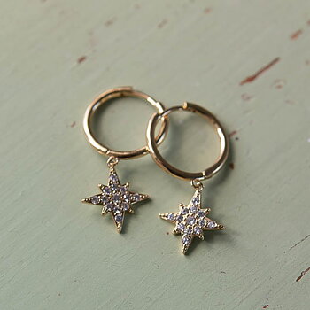 Ioaku -  Sparkle  Star Hoops Gold 