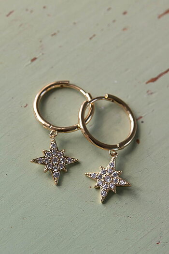 Ioaku -  Sparkle  Star Hoops Gold 