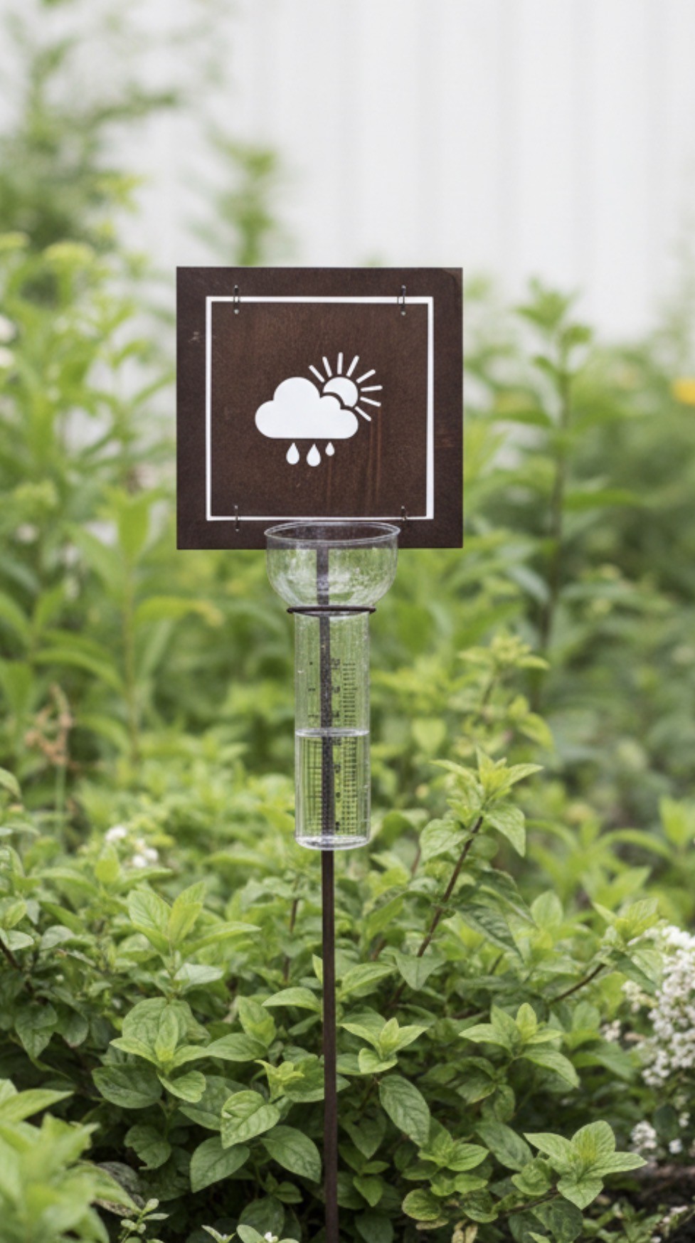 Rain gauge with sign - Rust - 127x18 cm