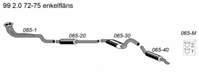 2,0" sportavgassystem 99 72-75. Helsats - 2