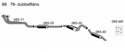 2,0" sportavgassystem 99 76- .  Helsats - 2