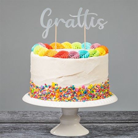Cake topper "Grattis" - Silver -1