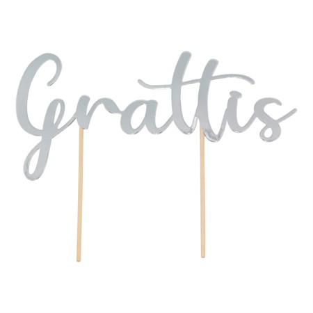 Cake topper "Grattis" - Silver