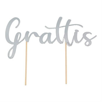 Cake topper "Grattis" - Silver