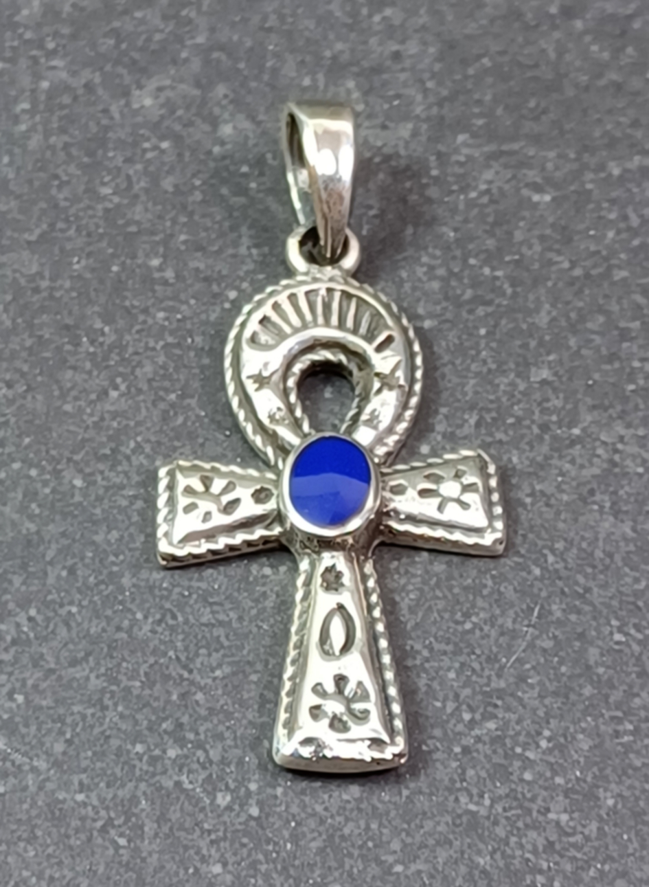 Ankh Kors hänge i silver med sten - 3