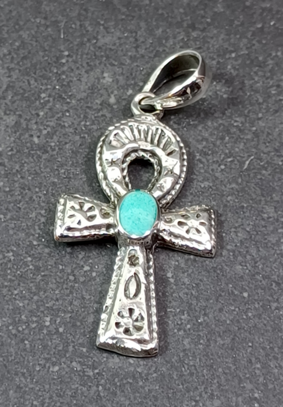 Ankh Kors hänge i silver med sten - 4