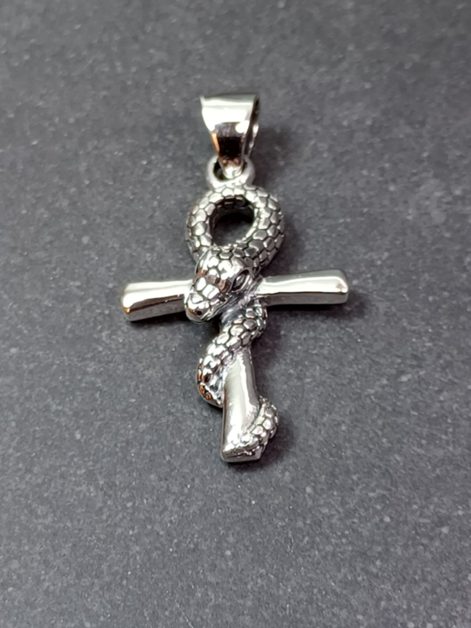 Ankh Kors hänge i silver med orm