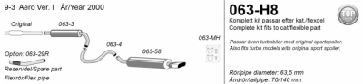 2,5" sportavgassystem 9-3 Aero 2000. Halvsats - 2