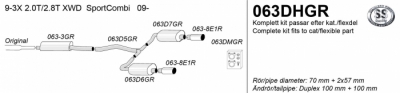 2,5"" sportavgassystem 9-3X XWD 2,0T/2,8T 08-