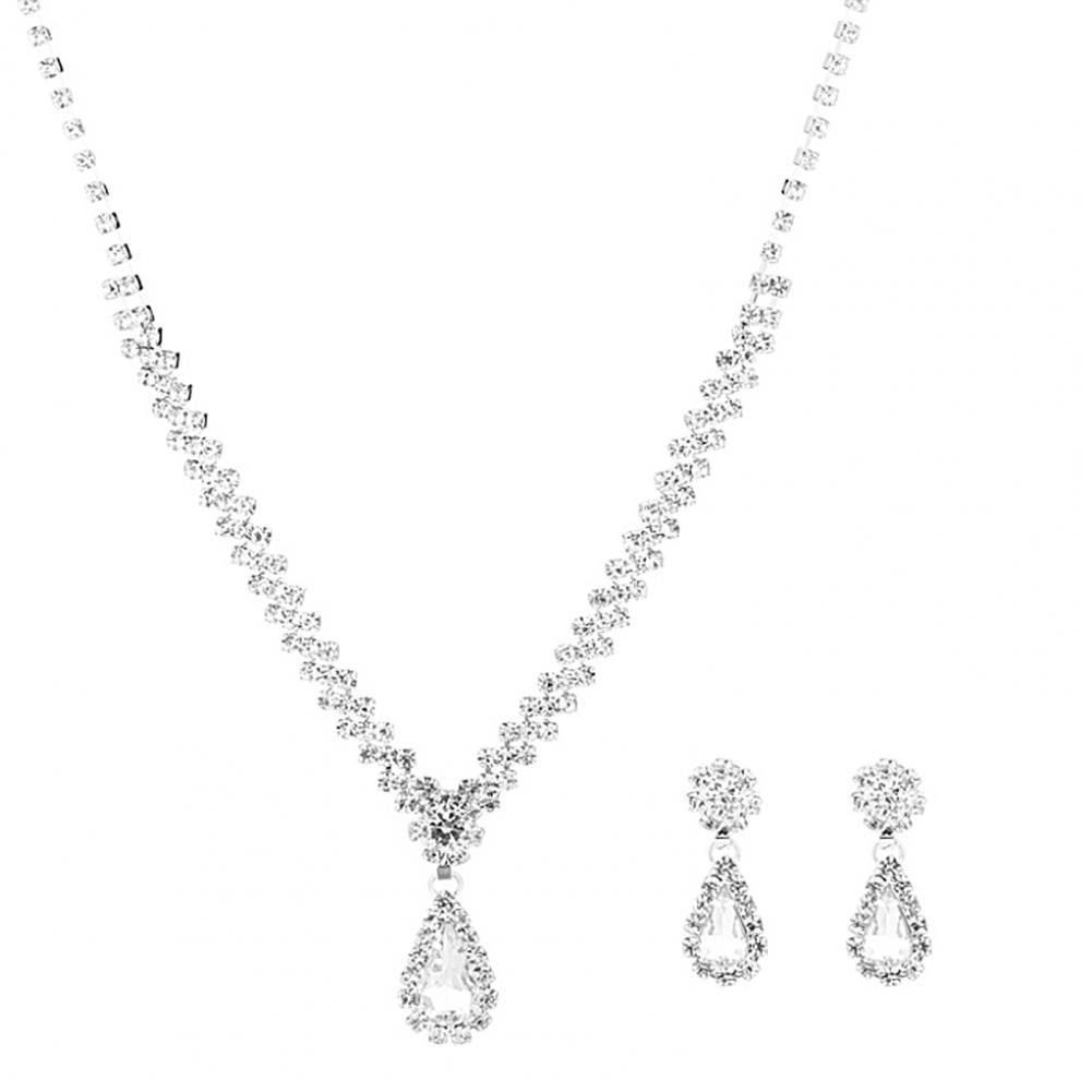 Smyckeset med vita Cubic Zirconia  samt i 925 Sterling Silverplätering - 3
