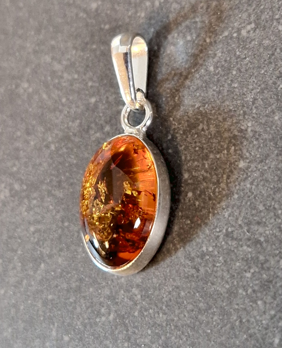 Silverhänge med Bärnsten - Oval Cabochon - 2