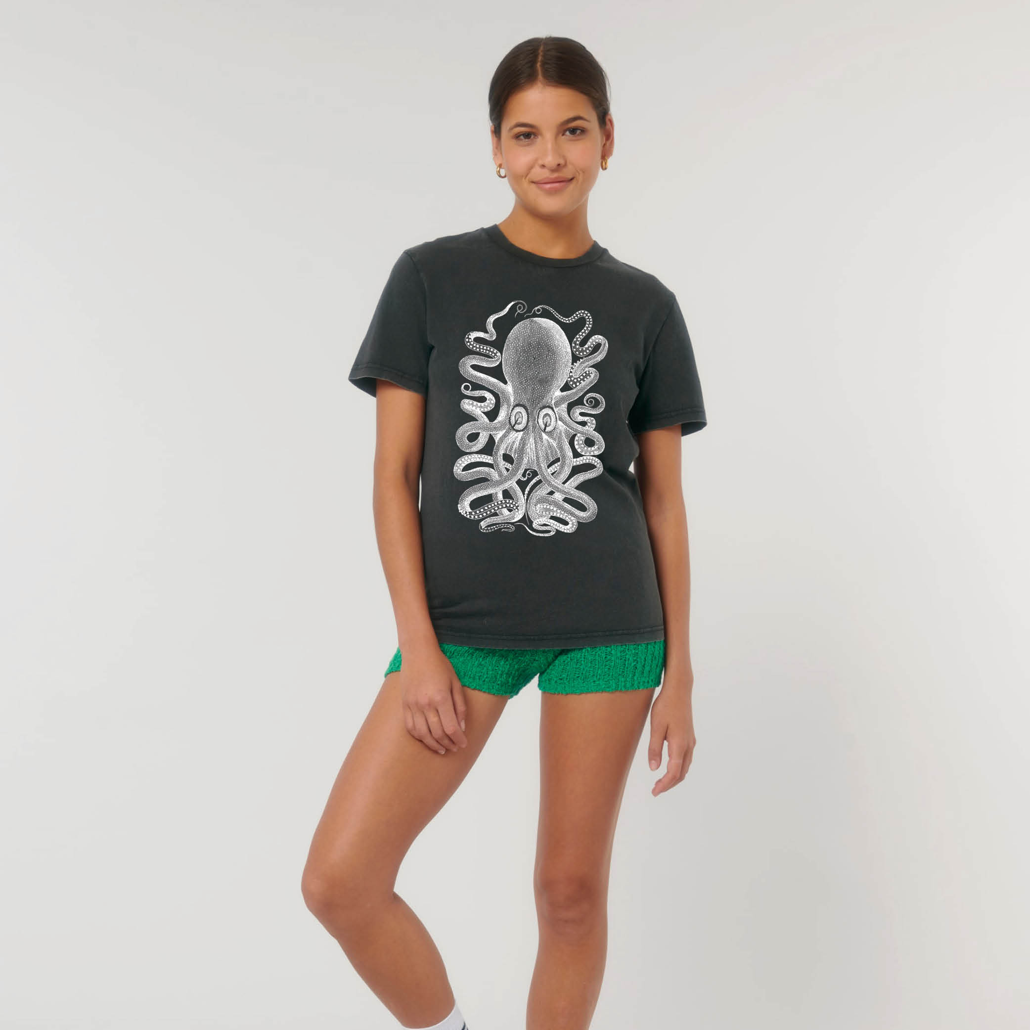 Black Vintage T-shirt Octopus - 2