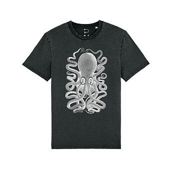 Black Vintage T-shirt Octopus