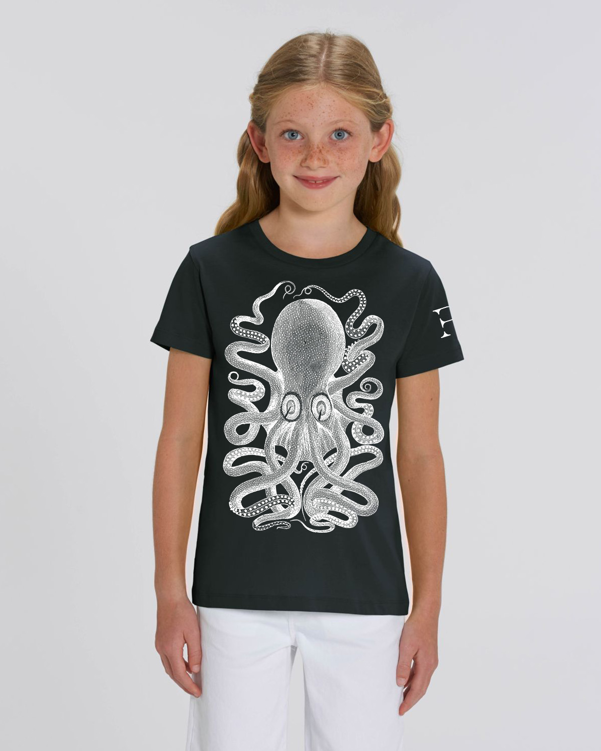 Kids Black T-shirt Octopus - 2