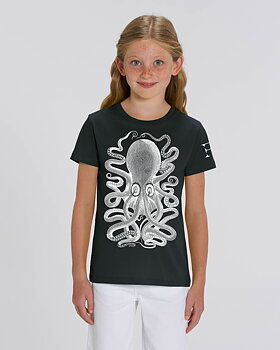 Kids Black T-shirt Octopus