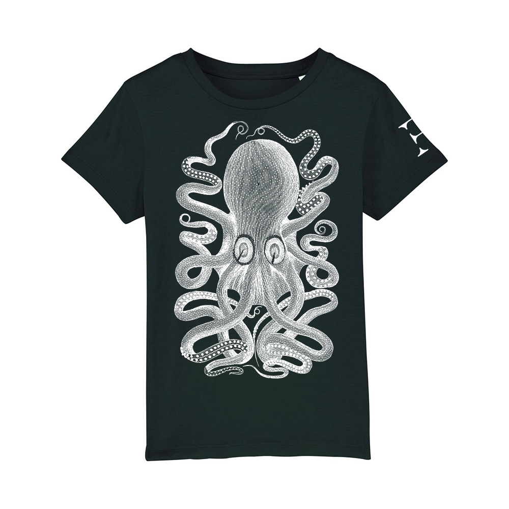 Kids Black T-shirt Octopus