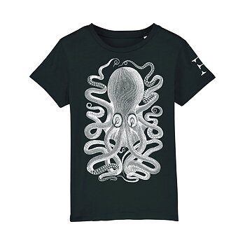 Kids Black T-shirt Octopus