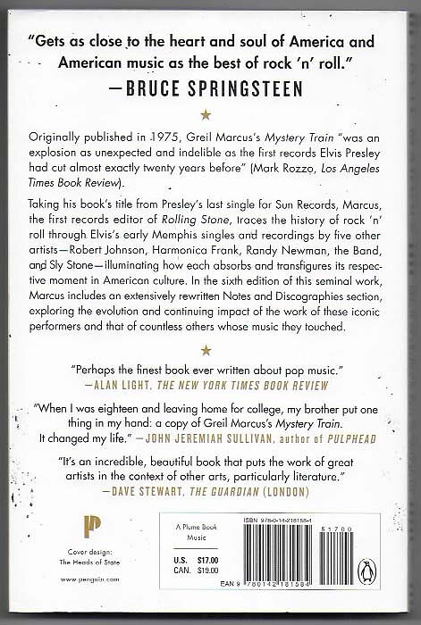 Mystery Train By Greil Marcus SC VF/NM