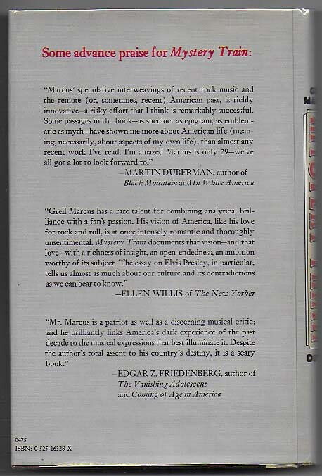 Mystery Train By Greil Marcus HC VF First Edition