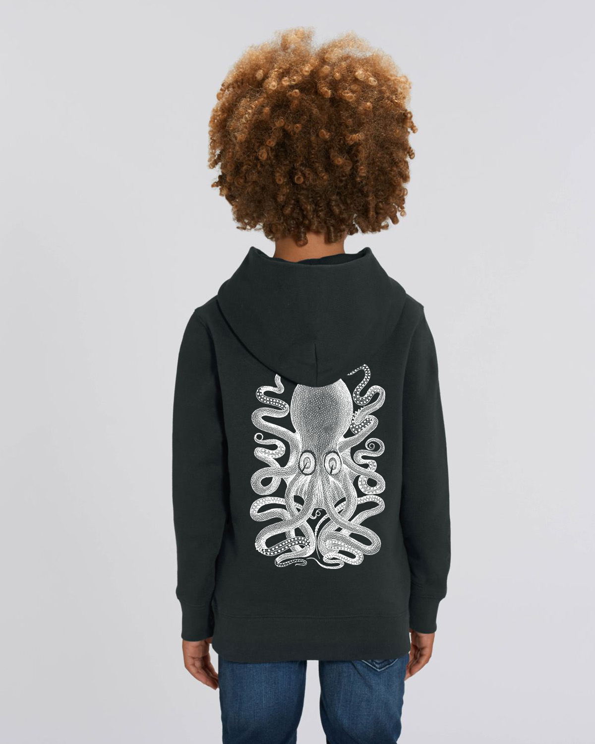 Kids Black Hoodie Octopus - 3