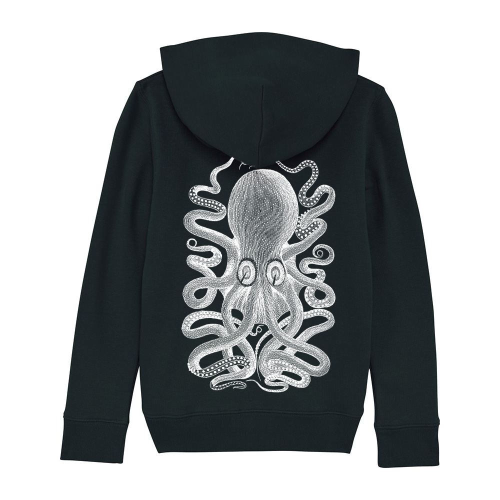 Kids Black Hoodie Octopus