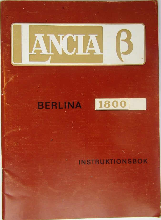 1974 Lancia Berlina 1800 Instruktionsbok svensk