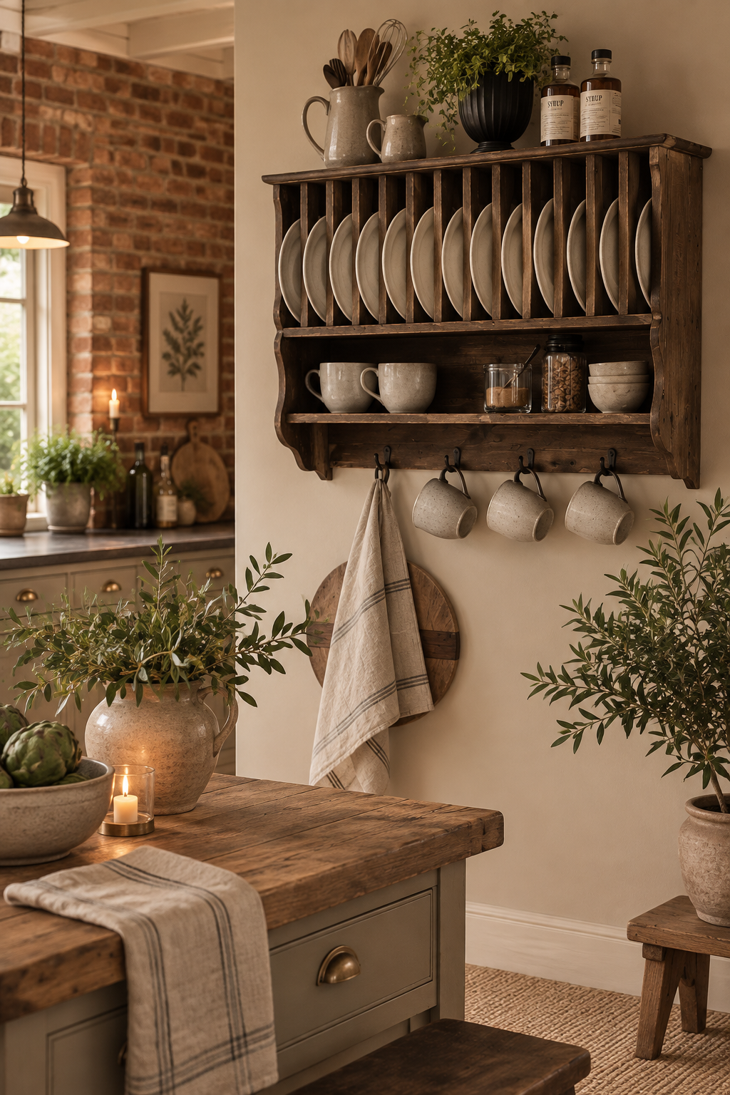 Plate rack - Shelf - Wall shelf - Recycled wood - 55x80x20 cm