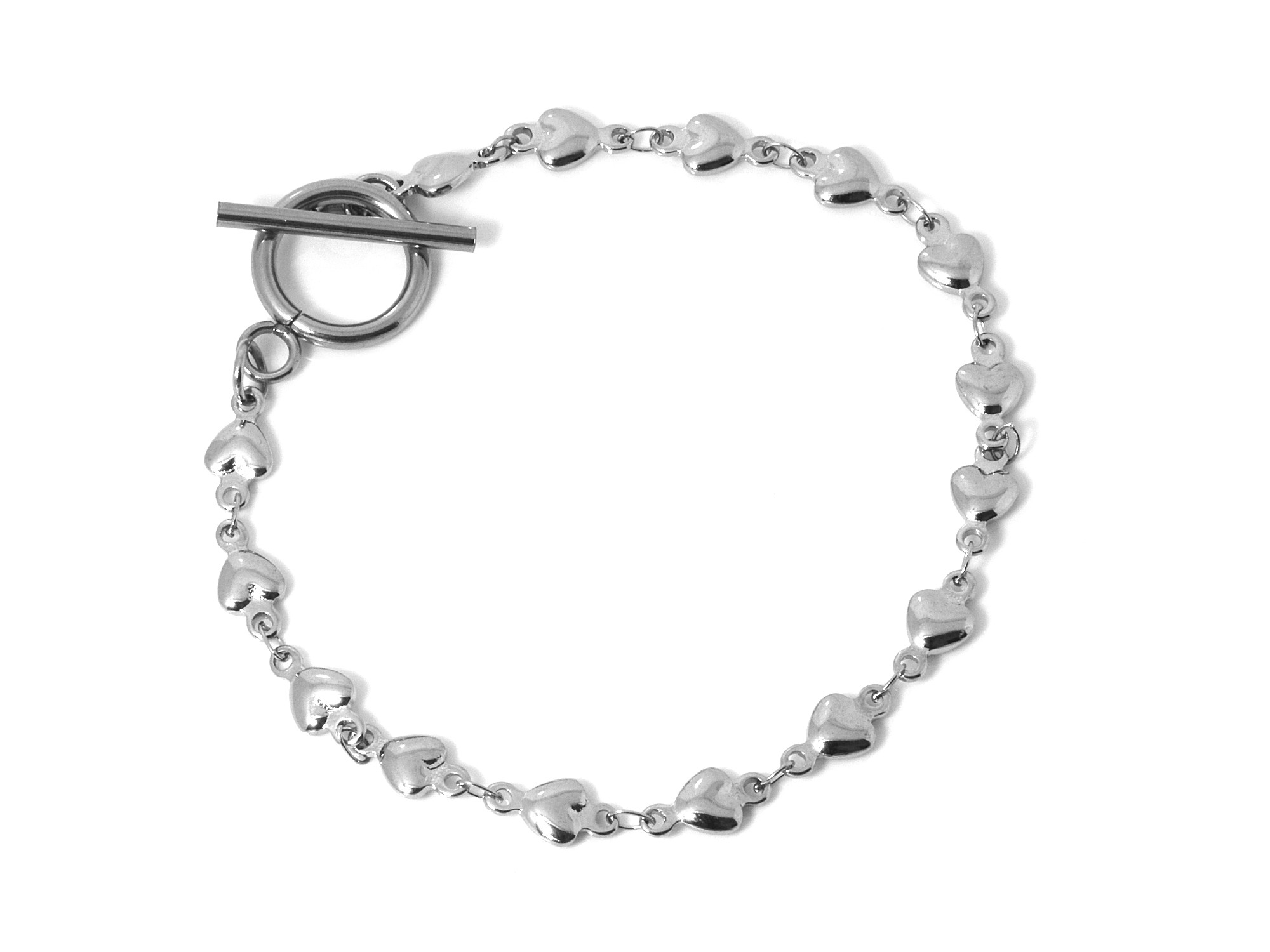 Hjärta Armband i Rostfritt Stål, Kärlek Accessoar, Hjärtan Smycke - 2