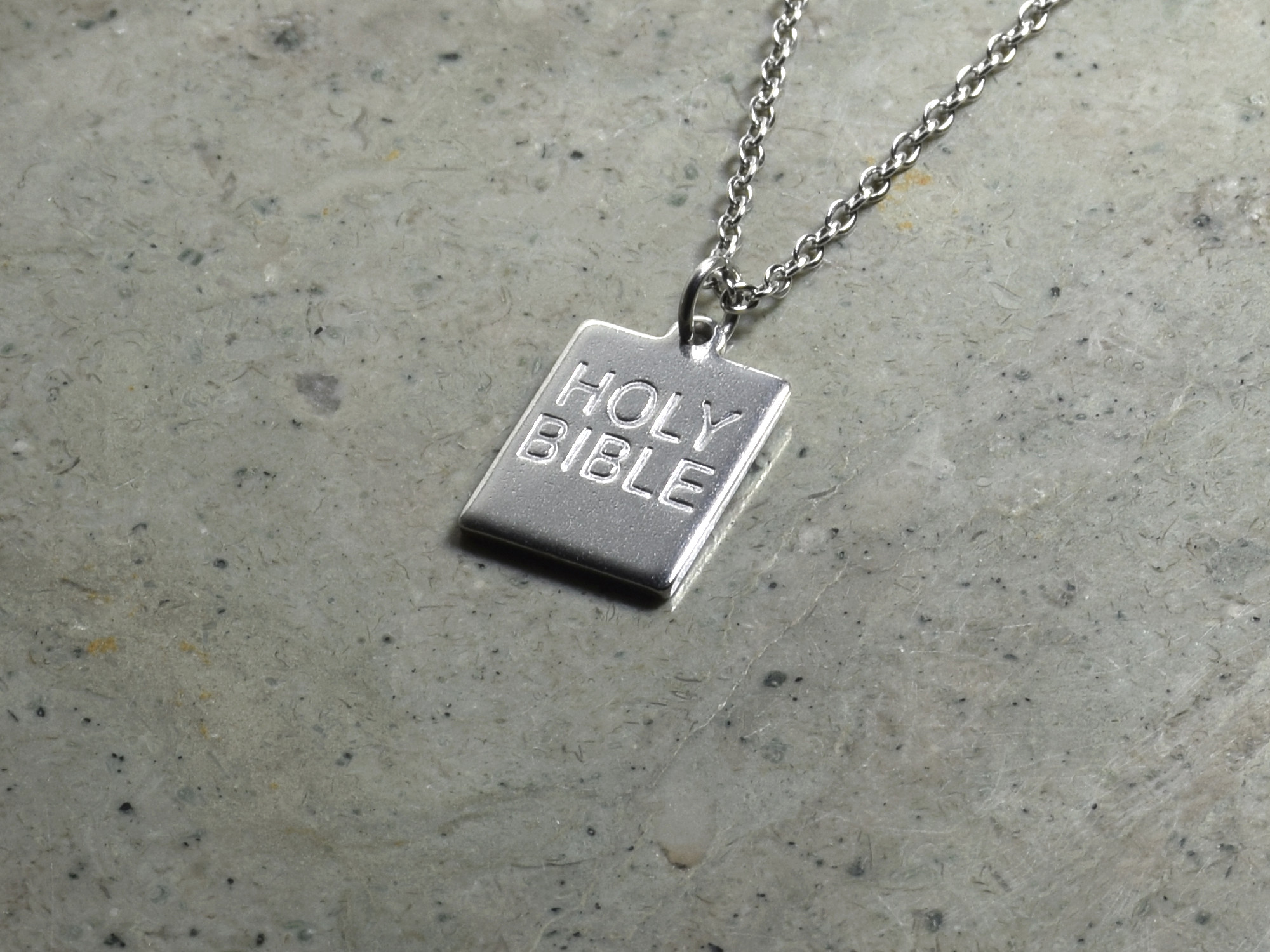 Bibel Halsband i Rostfritt Stål, Den Heliga Bibeln Hänge, Religion Accessoar, Kristendom Smycke - 4