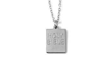 Bibel Halsband i Rostfritt Stål, Den Heliga Bibeln Hänge, Religion Accessoar, Kristendom Smycke