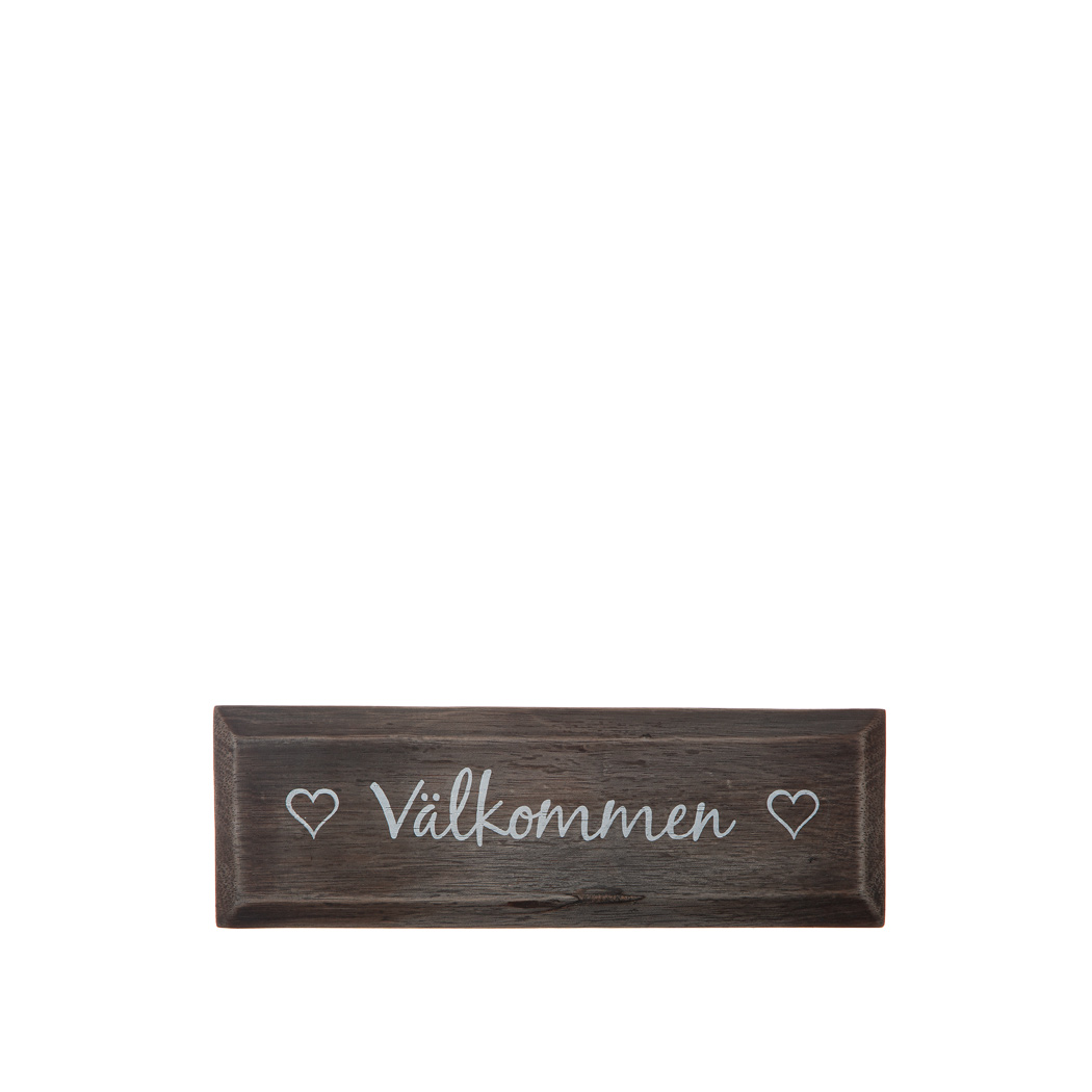 Skylt "Välkommen" brun, 10x30 cm