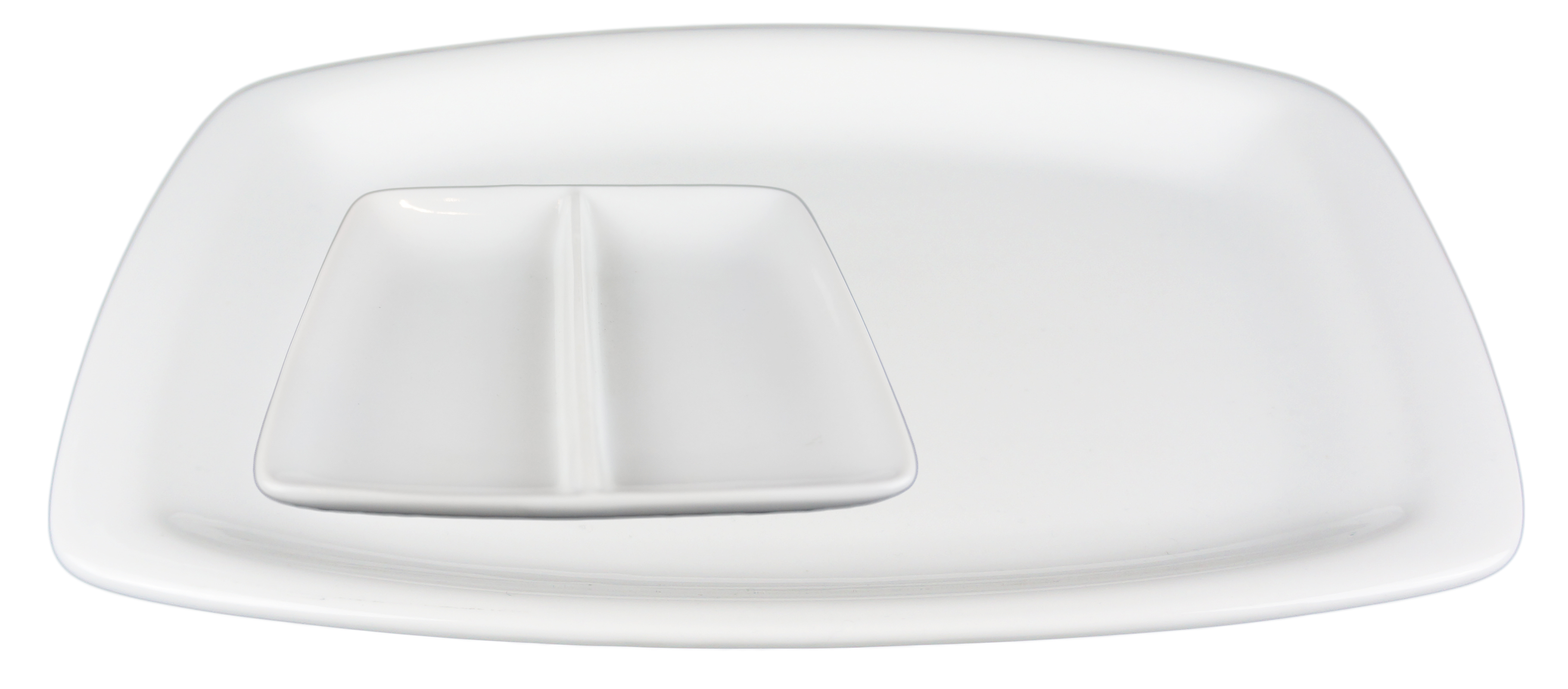 Plate Rectangular Rounded + Mini Platter 2-piece in Porcelain- 12 pieces